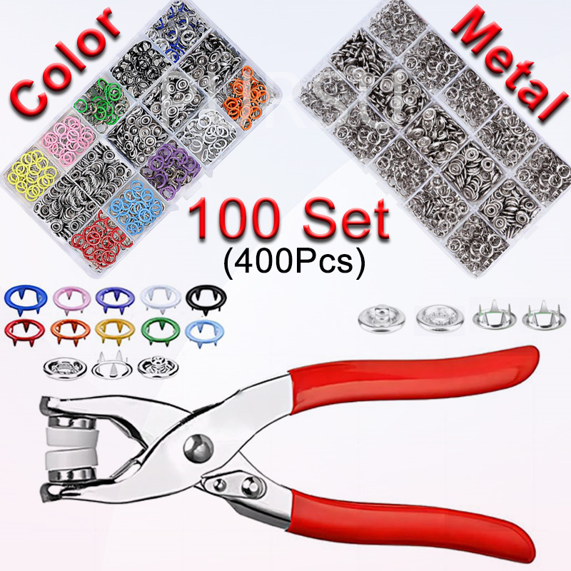 Snap Fastener Set - 100 conjuntos de alicates de pressão
