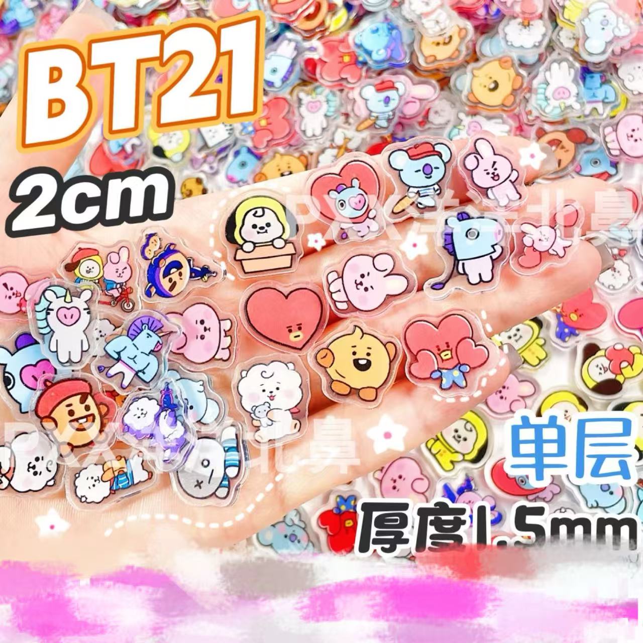 100 peças BT21 BTS de acrílico - Cosplay Material For Prop avaliação e preço